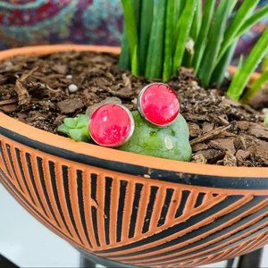 Vintage red watercolor studs